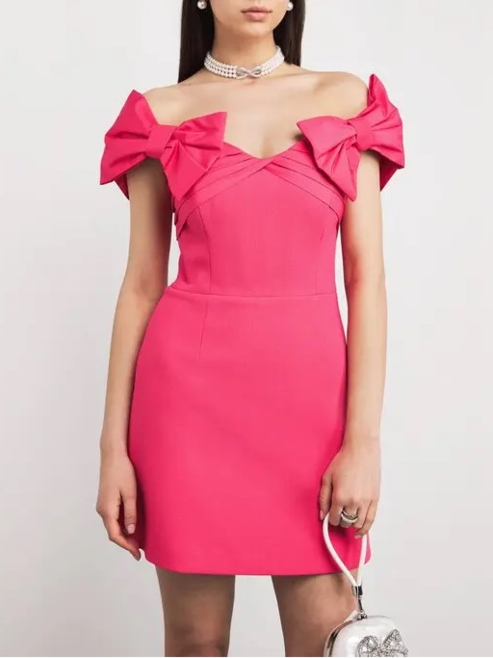 Rebecca Vallance Bow-detail crêpe minidress